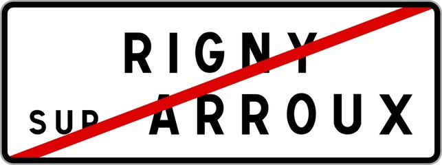 Panneau sortie ville agglomération Rigny-sur-Arroux / Town exit sign Rigny-sur-Arroux