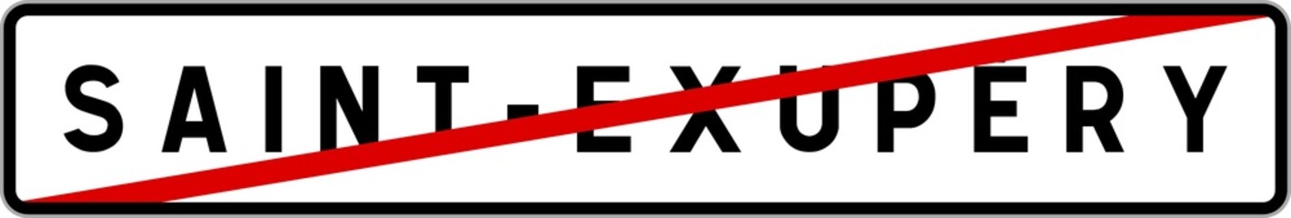 Obraz premium Panneau sortie ville agglomération Saint-Exupéry / Town exit sign Saint-Exupéry