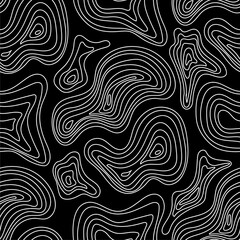 Seamless doodle texture, hand drawn on a white square background. Loops, curls, stripes