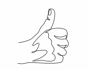 continuous line drawing of a hand showing a great sign