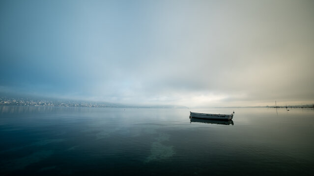 Lake with boat