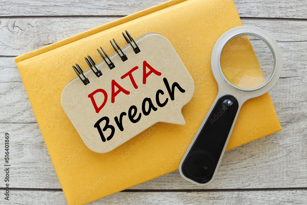 Poster the concept of protecting confidential data from cybercrime. text on yellow notepad