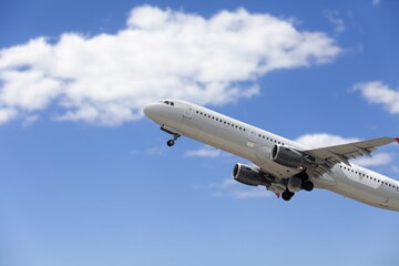 Fototapeta na wymiar Aeroflot big passenger plane in the blue sky.