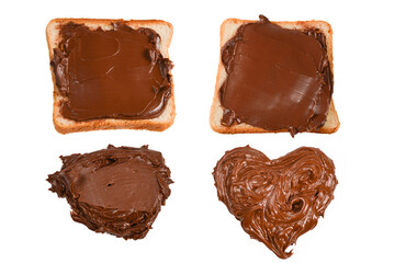 Сhocolate paste sandwich isolated on white background.