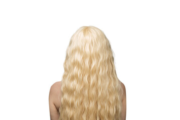 Naklejka premium Woman with long blond and curly hair.