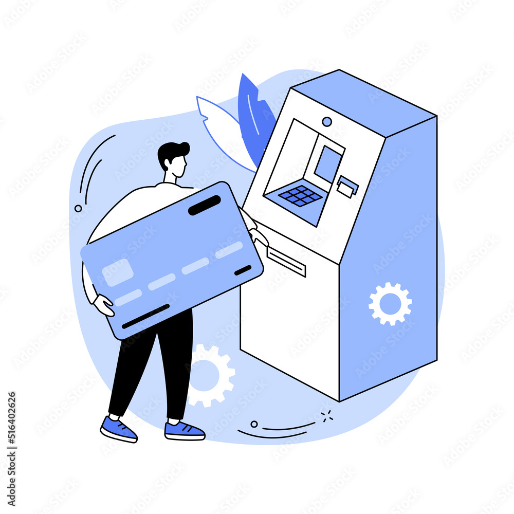 Poster use atm isolated cartoon vector illustrations.