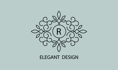 Stylish and elegant letter R monogram template. Vector logo illustration