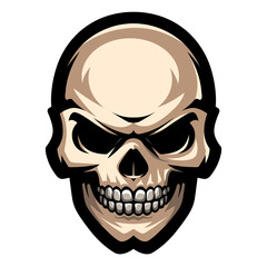 Human skull. Mascot for sport team. E-sports badge. Game icon.