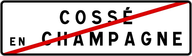 Panneau sortie ville agglomération Cossé-en-Champagne / Town exit sign Cossé-en-Champagne