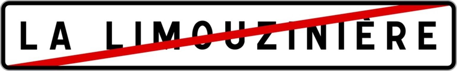 Obraz premium Panneau sortie ville agglomération La Limouzinière / Town exit sign La Limouzinière