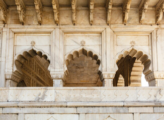 Rich decorated interior of Agra Fort in Agra, Uttar Pradesh, India, Asia
