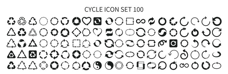 Icon set related to cycles and recycling