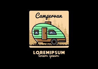 Teardrop camper vintage illustration design