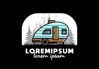 Teardrop camper vintage illustration design