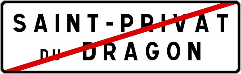 Panneau sortie ville agglomération Saint-Privat-du-Dragon / Town exit sign Saint-Privat-du-Dragon