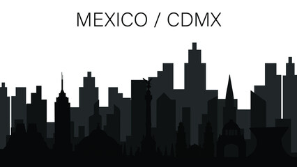 Naklejka premium Mexico city skyline, tourist and iconic places of the city.