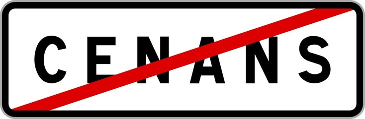 Panneau sortie ville agglomération Cenans / Town exit sign Cenans