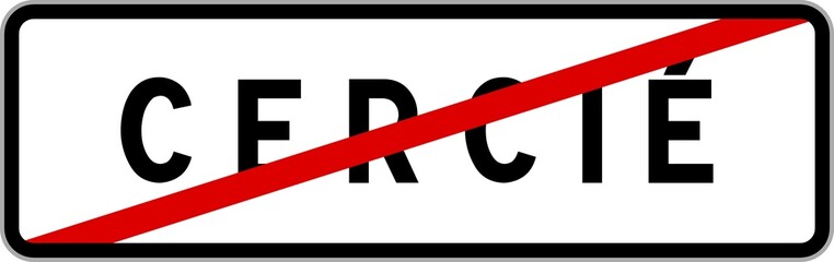 Panneau sortie ville agglomération Cercié / Town exit sign Cercié