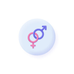 3D Gender icon isolated on white background. Linked male and female signs. Woman and man. Can be used for many purposes.