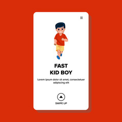 fast kid boy vector. school happy sport, speed people, motion person fast kid boy web flat cartoon illustration