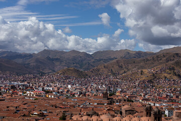 Cusco, View of the centre of Cusco city with the Cathedral, Peru. South America. 