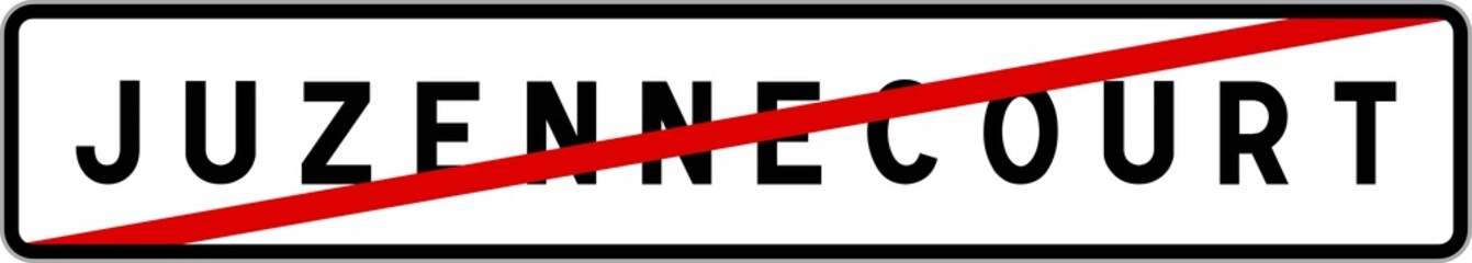 Panneau sortie ville agglomération Juzennecourt / Town exit sign Juzennecourt