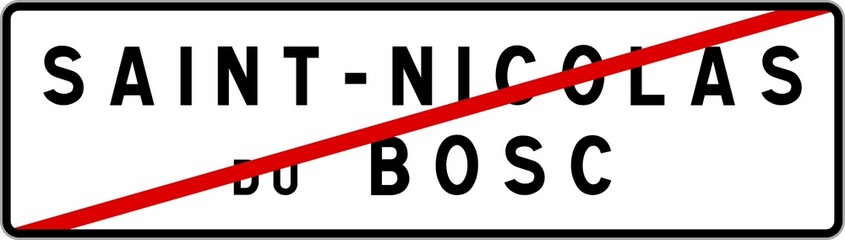 Panneau sortie ville agglomération Saint-Nicolas-du-Bosc / Town exit sign Saint-Nicolas-du-Bosc
