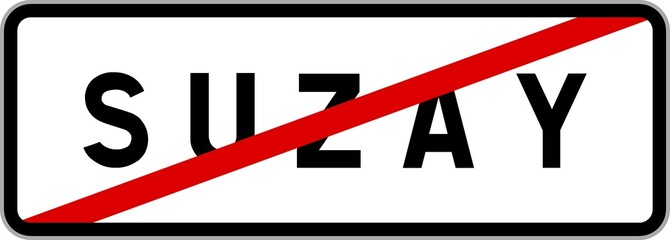 Panneau sortie ville agglomération Suzay / Town exit sign Suzay