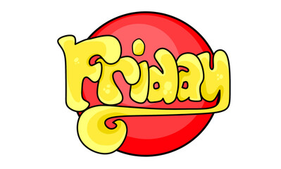 Image of Friday's name graffiti on yellow and white background