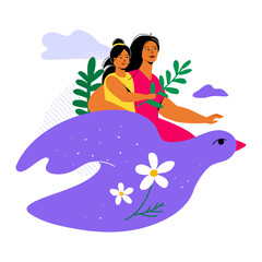 Peace and motherhood - modern colorful flat design style illustration