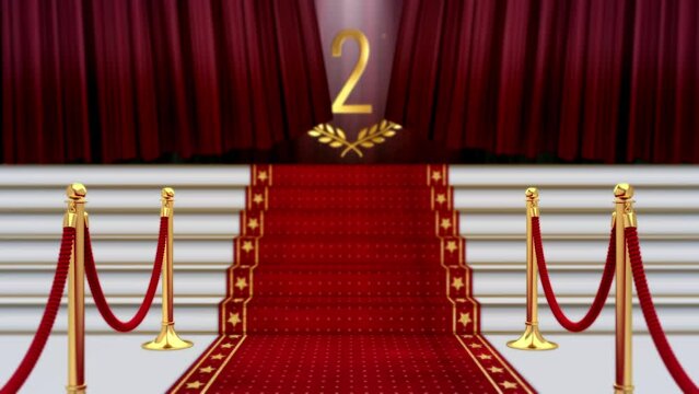 3D animation of Red carpet Opening luxure with the number two