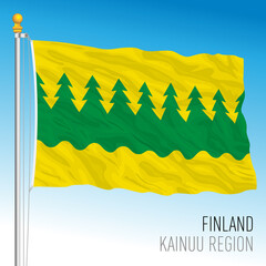 Kainuu regional flag, Republic of Finland, EU, vector illustration