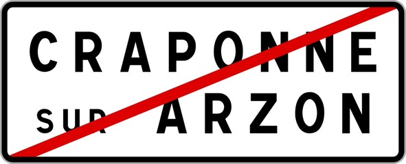Panneau sortie ville agglom&eacute;ration Craponne-sur-Arzon / Town exit sign Craponne-sur-Arzon