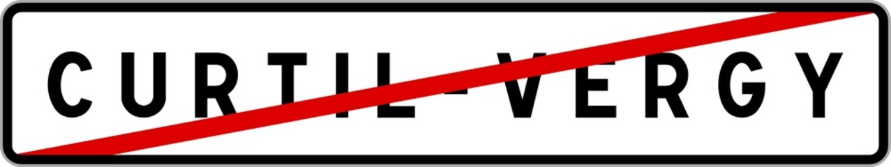 Panneau sortie ville agglomération Curtil-Vergy / Town exit sign Curtil-Vergy