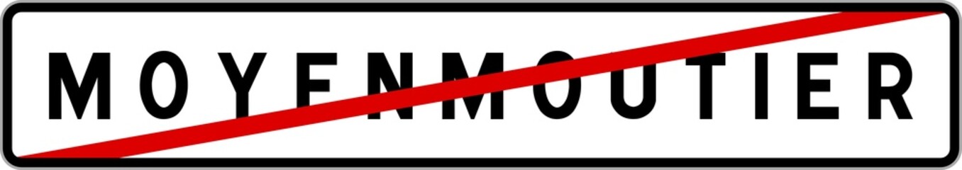 Fototapeta premium Panneau sortie ville agglomération Moyenmoutier / Town exit sign Moyenmoutier