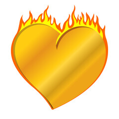Clip art with isolated gold burning heart