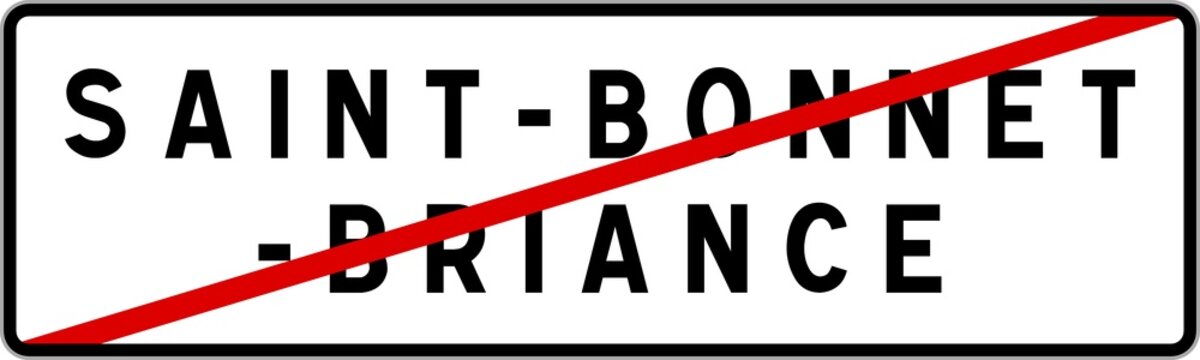 Panneau sortie ville agglom&eacute;ration Saint-Bonnet-Briance / Town exit sign Saint-Bonnet-Briance