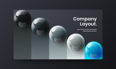 Vivid website design vector concept. Bright 3D balls company identity layout.