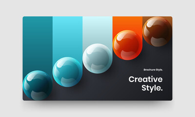 Trendy corporate cover vector design layout. Original realistic spheres handbill concept.