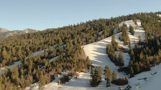 Ski Resort Aerial Shot Big Bear Sunset San Bernardino Mountains L California USA