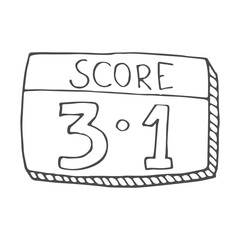 Football scoreboard icon, hand drawn. Vector graphics, doodle style.