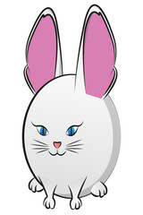 Cute round abstract animal with big ears looking forward.