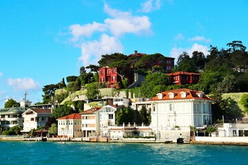 Istanbul, residential buildings on the hillside of the shore of the Bosphorus