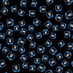 Line Locked package icon isolated seamless pattern on black background. Lock and cardboard box. Vector