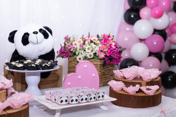 Panda bear themed birthday party decorations