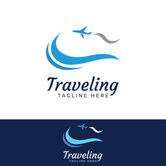 Travel agency logo design and summer vacation with airplanes. The logo can be for corporate businesses and airline ticket agents.