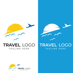 Travel agency logo design and summer vacation with airplanes. The logo can be for corporate businesses and airline ticket agents.