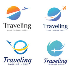 Travel agency logo design and summer vacation with airplanes. The logo can be for corporate businesses and airline ticket agents.