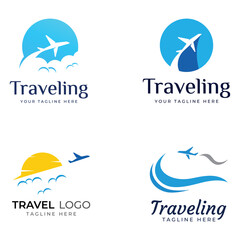 Travel agency logo design and summer vacation with airplanes. The logo can be for corporate businesses and airline ticket agents.