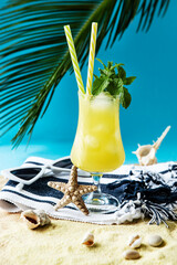 Fresh  citrus cocktail  in glass, summer cold drink